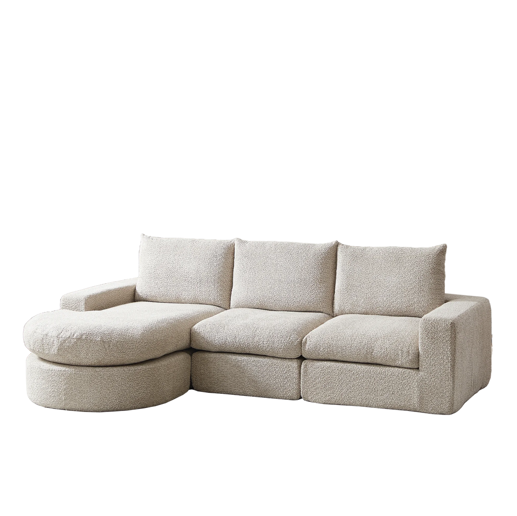 Canapé modulable en chenille avec méridienne réversible