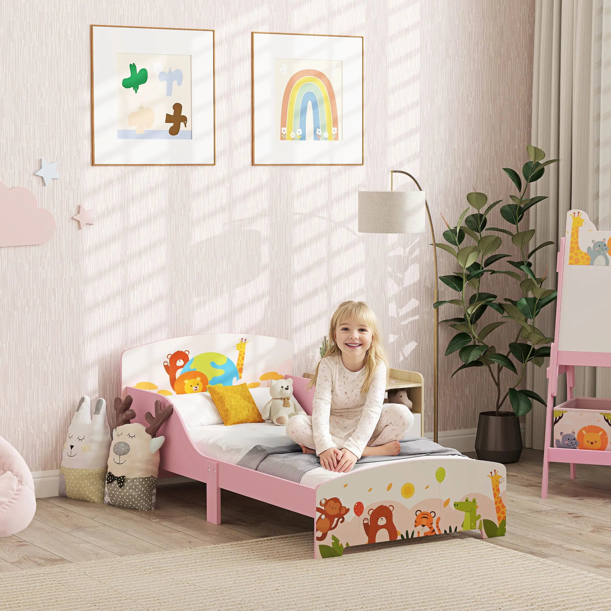 Lit enfant au sol motif animal 140 × 70 cm