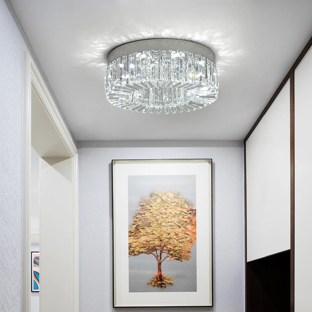 Plafonnier LED doré décoratif à éléments effet cristal, visuel 20