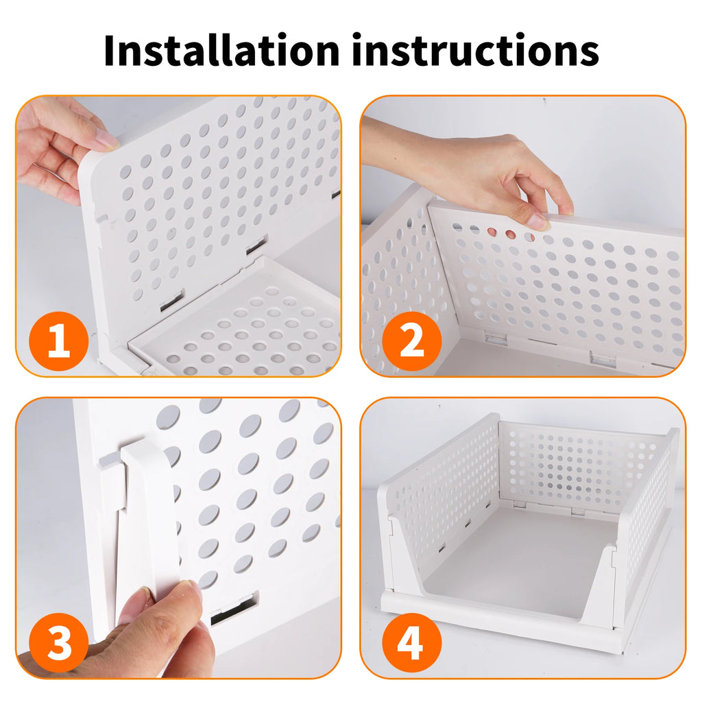 Lot de 4 organisateurs de placard pliables et empilables