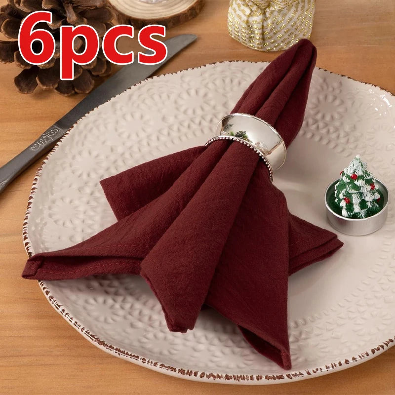 Serviettes de table texturées 40 × 40 cm, lot de 6 ou 12 — lot bordeaux de 6