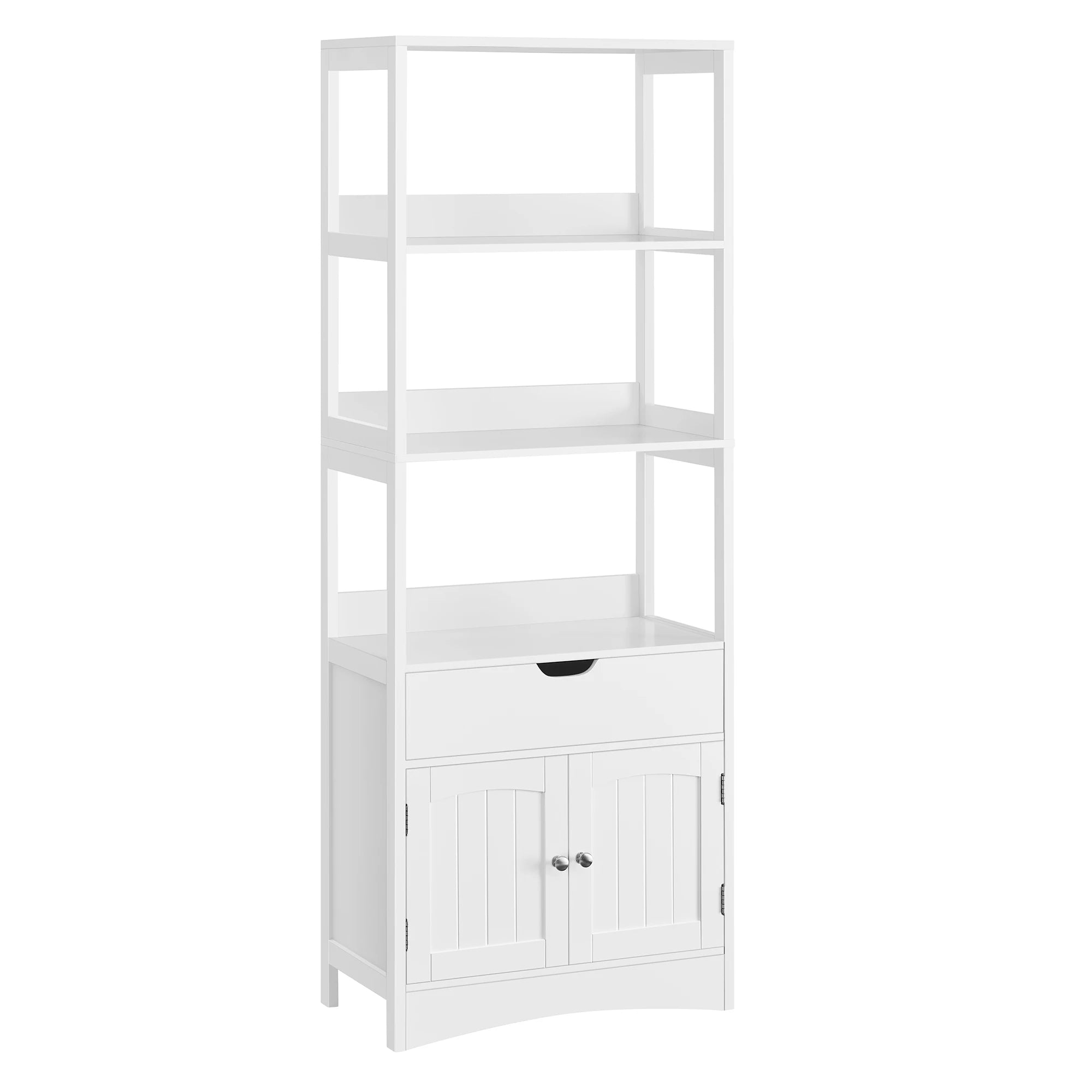 Armoire haute blanche avec 3 niches, tiroir et placard