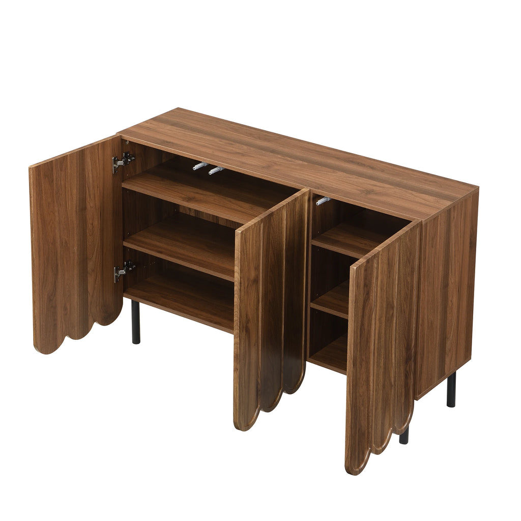 Buffet effet noyer à portes ondulées 120 cm