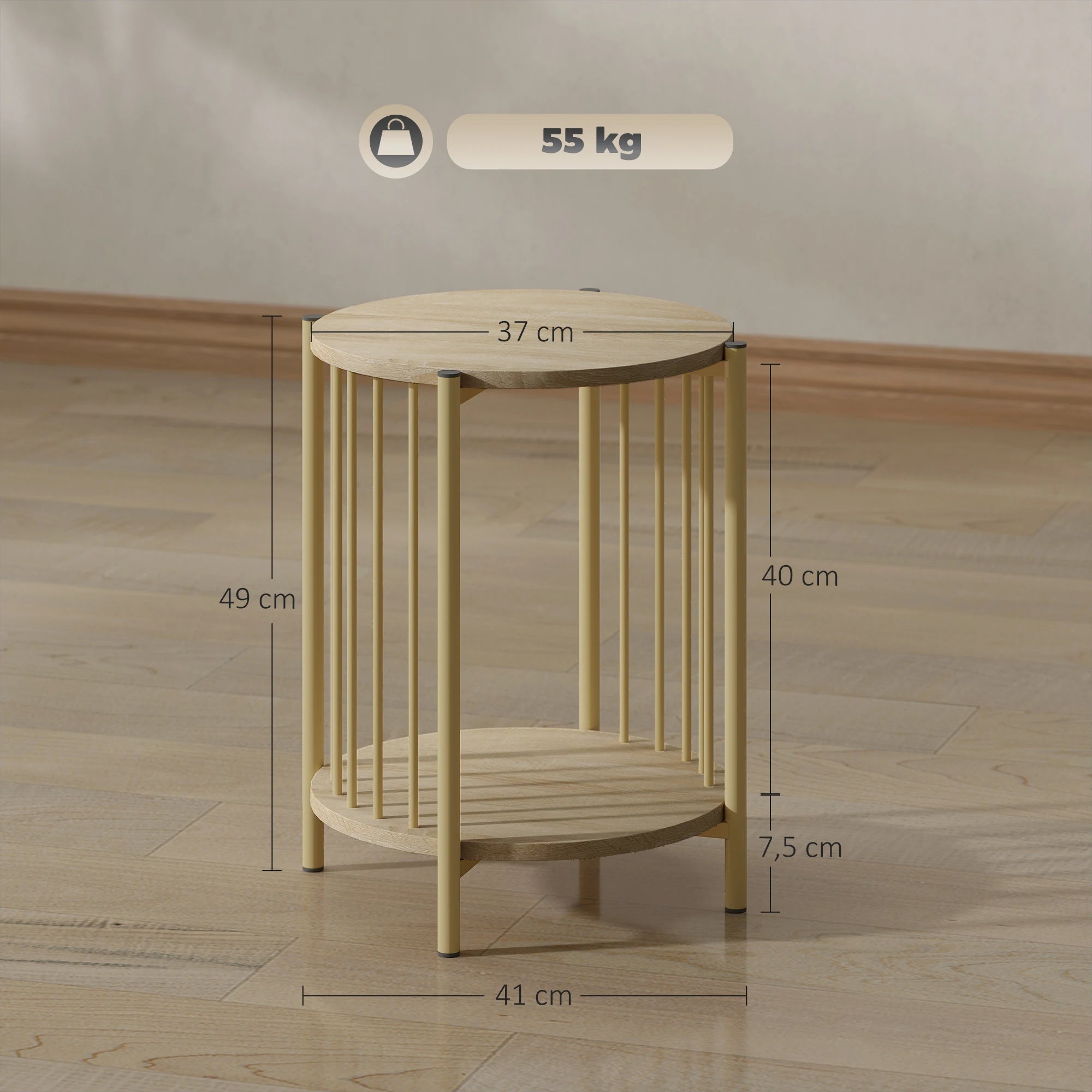 Table d’appoint ronde à 2 niveaux – Ø 41 cm – vue 5
