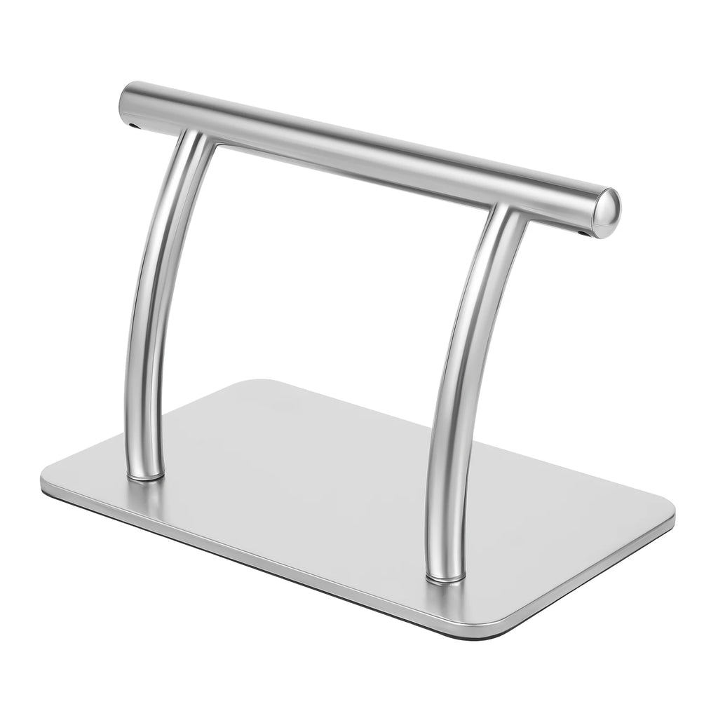 Repose-pieds de bureau en acier inoxydable argenté — vue du support