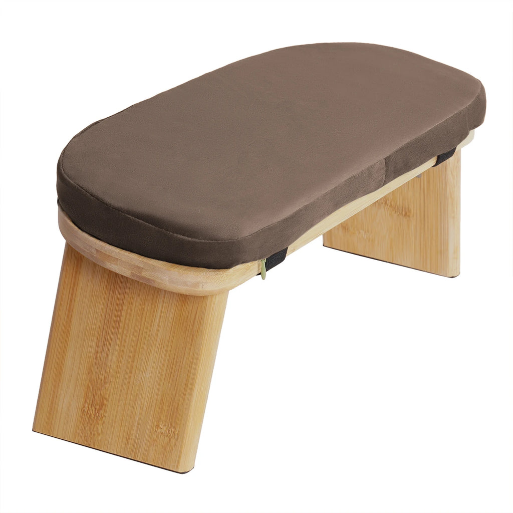 Banc de méditation pliable en bambou avec assise rembourrée — structure et assise