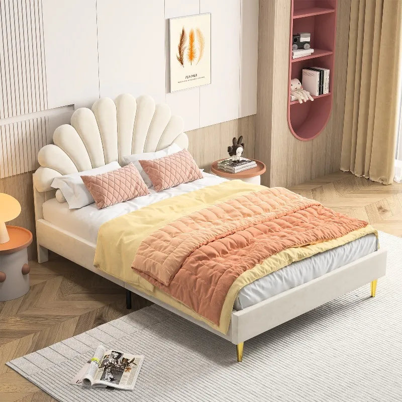 Lit enfant fleur en velours 90 ou 140 × 200 cm