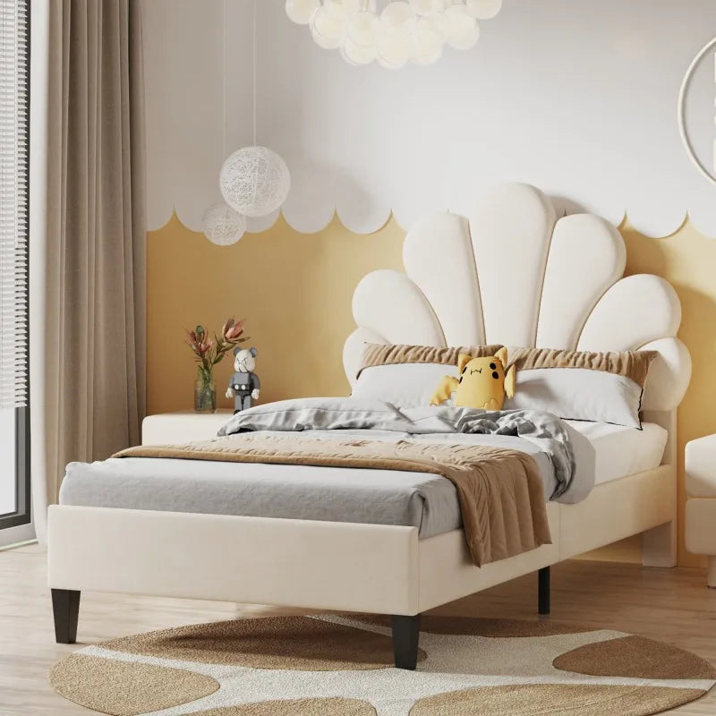 Lit enfant fleur en velours 90 ou 140 × 200 cm