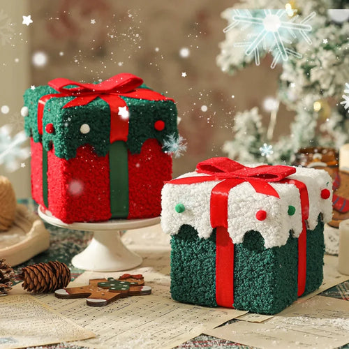 Duo de boîtes cadeaux de Noël dans un décor de fête