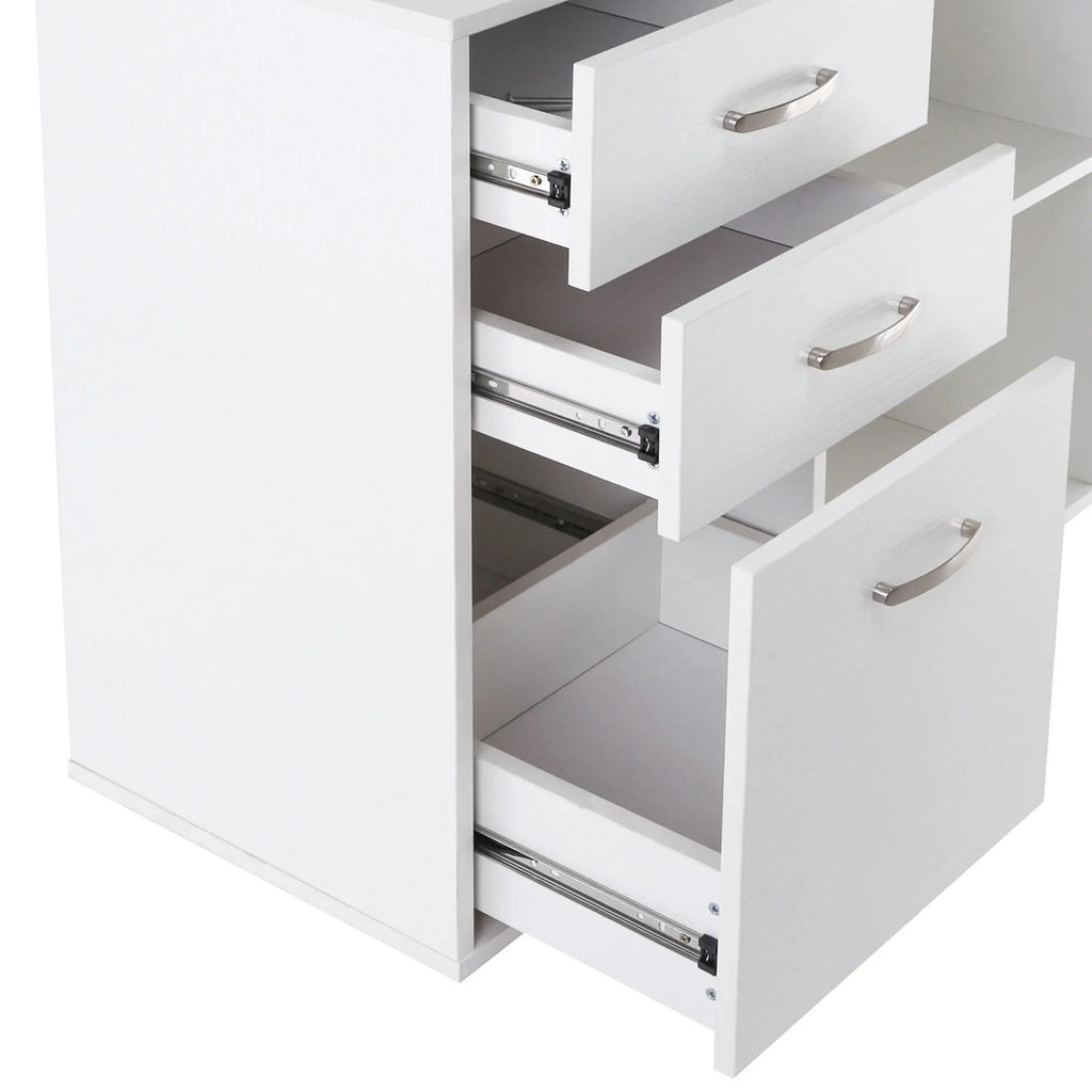 Bureau modulable 2-en-1 avec 3 tiroirs et 2 niches