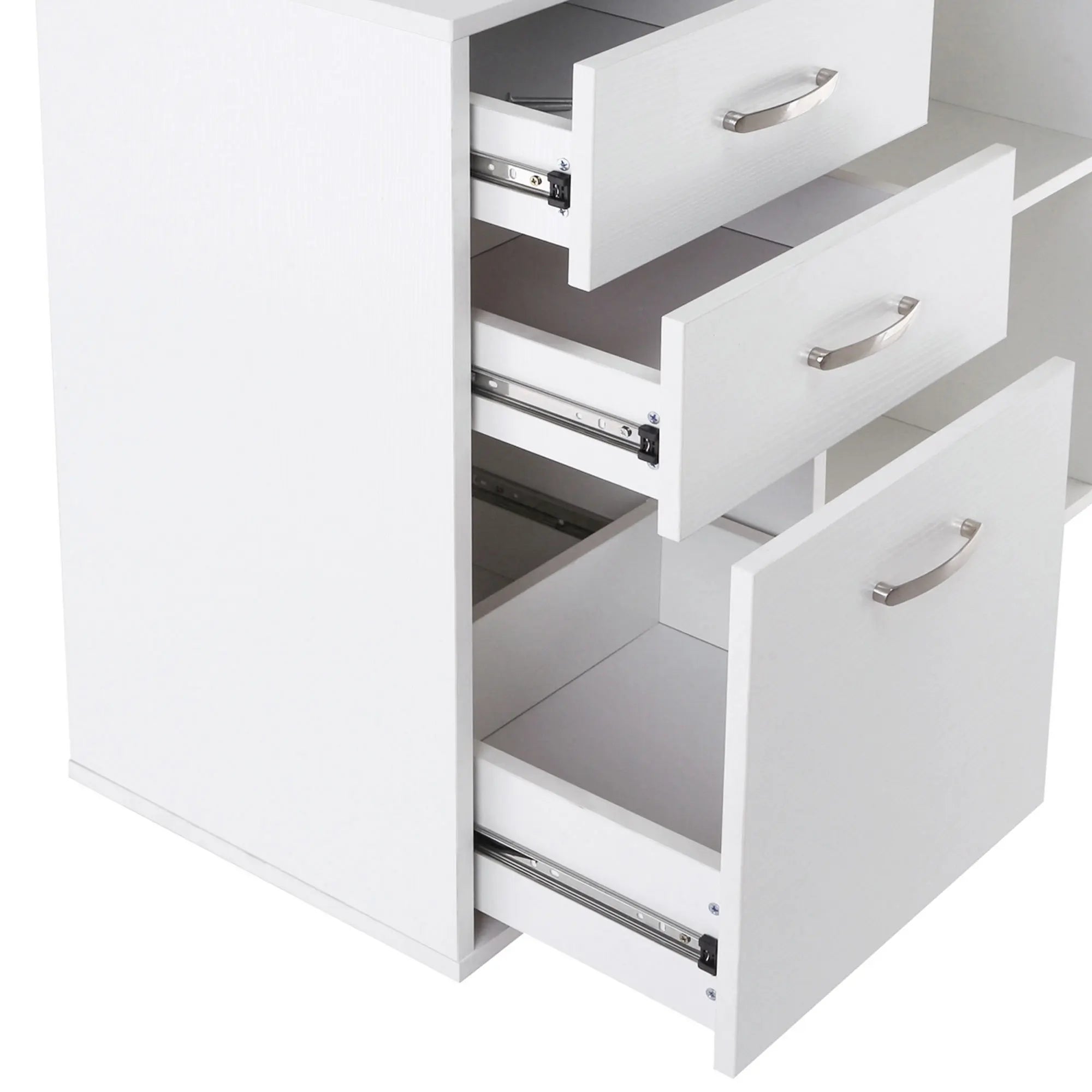 Bureau modulable 2-en-1 avec 3 tiroirs et 2 niches