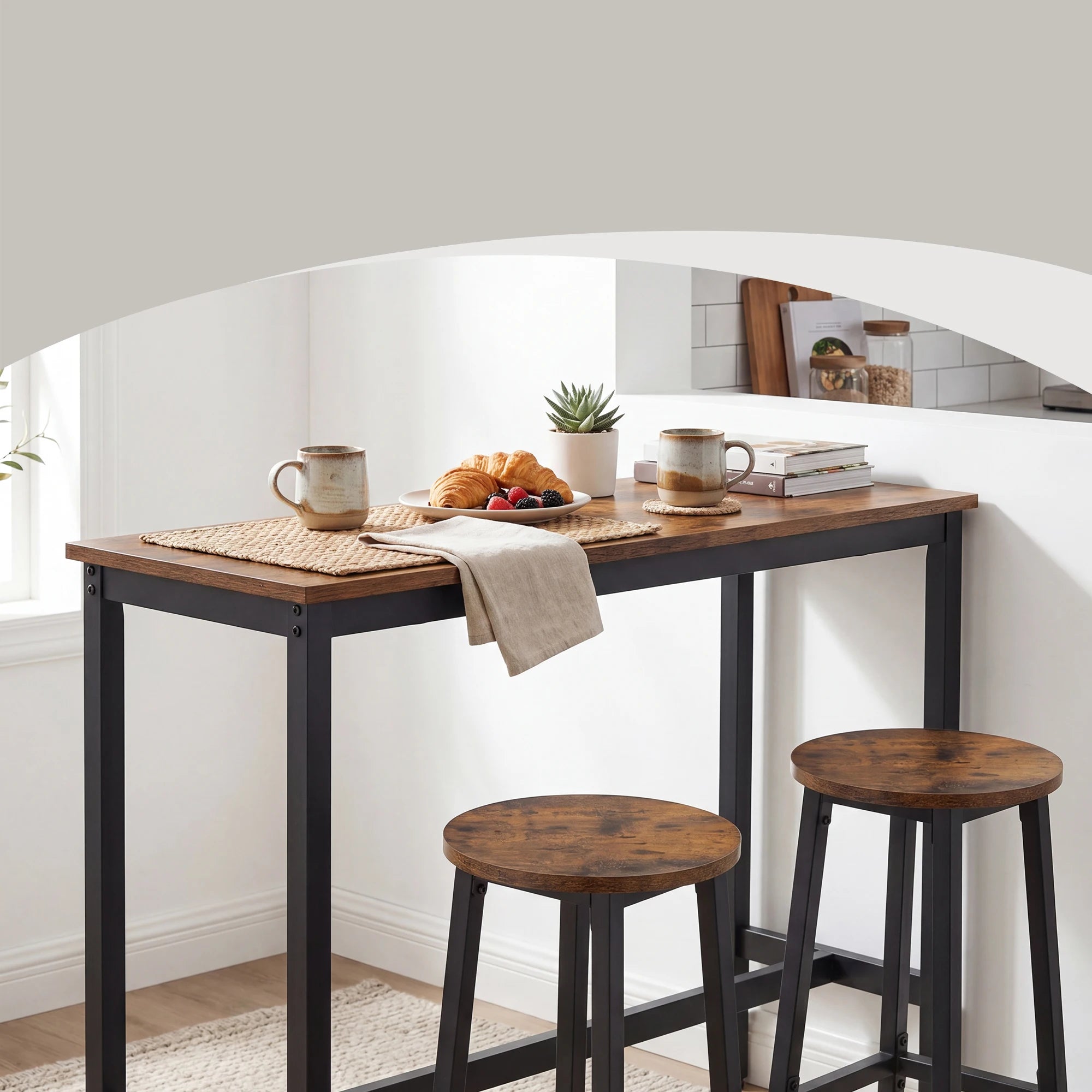 Ensemble repas compact avec 1 table et 2 chaises