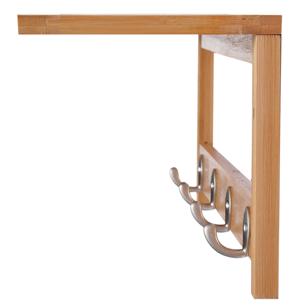Porte-manteau mural en bambou avec 4 patères – 50 cm – vue 8