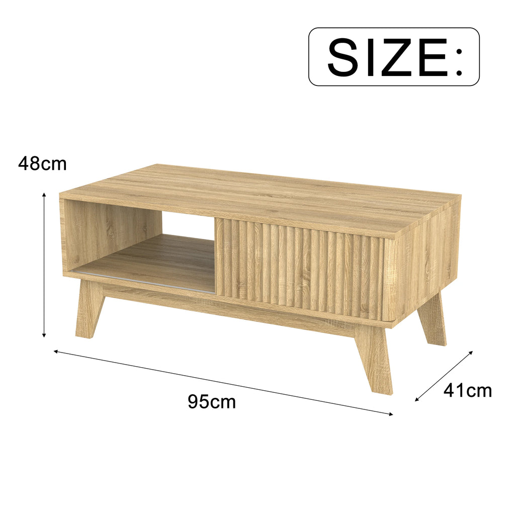 Table basse en bois avec rangement 95 cm
