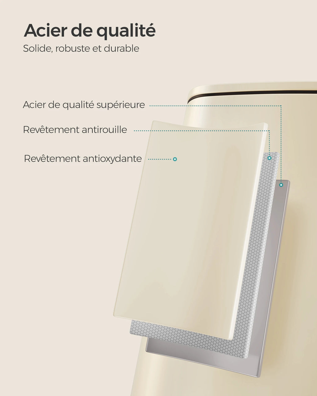 Poubelle de cuisine en acier 30 L