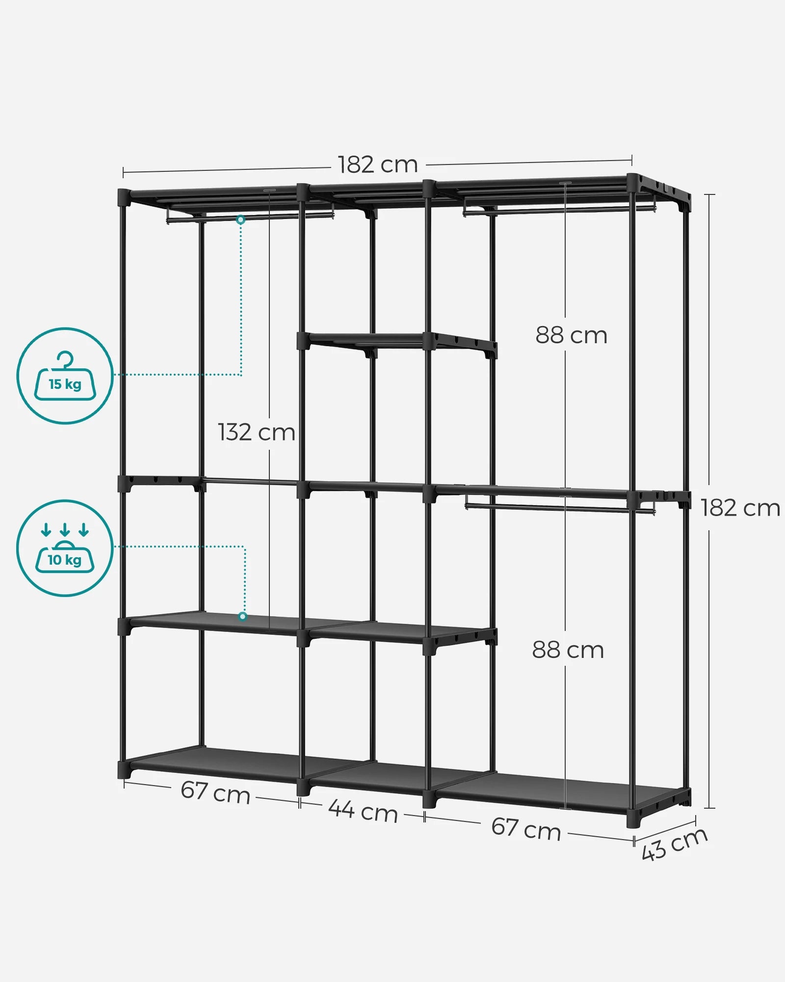 Dressing ouvert modulable 182 × 43 × 182 cm