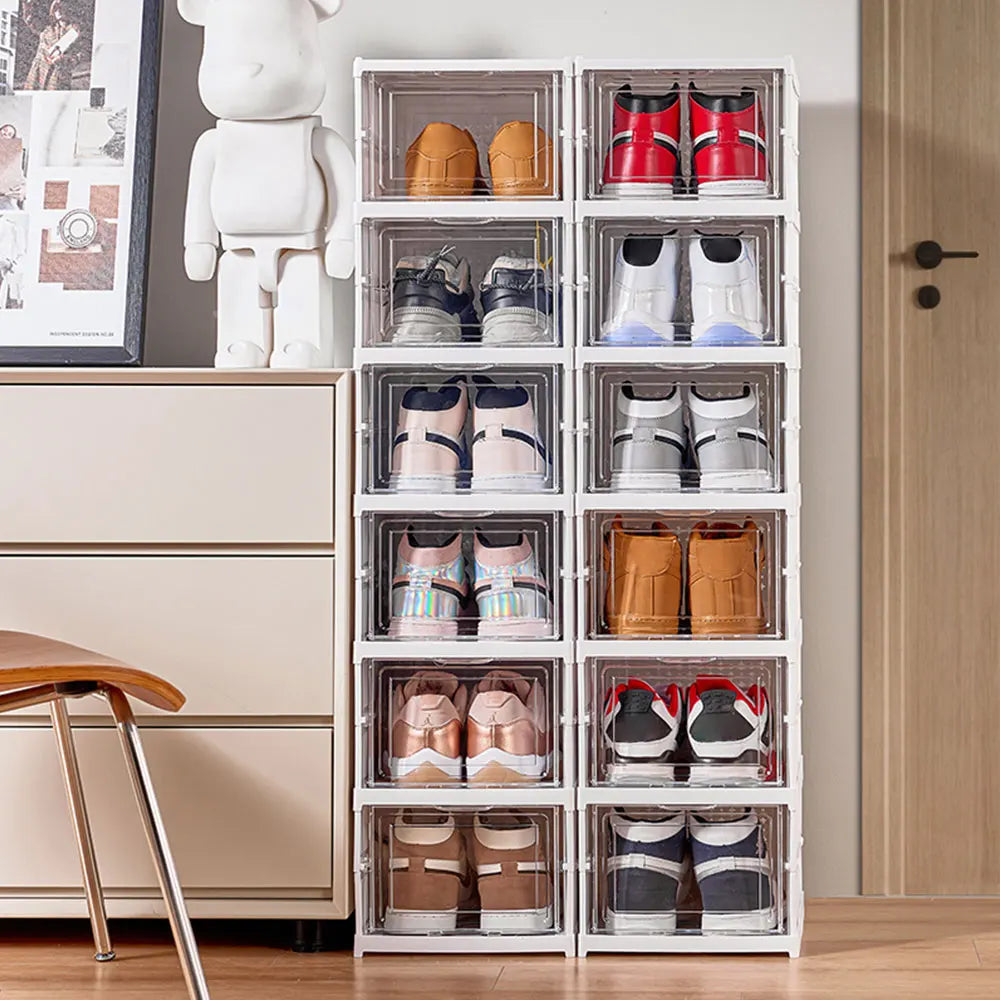 Meuble à chaussures pliable à 6 niveaux, blanc