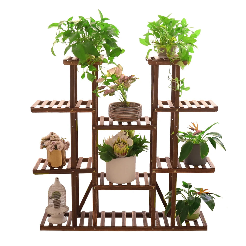 Étagère à plantes en pin naturel multi-niveaux