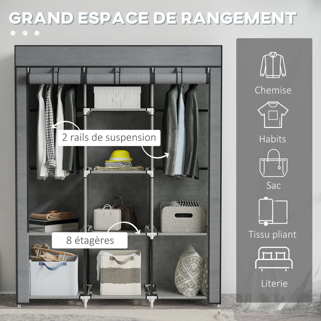 Armoire penderie en tissu – 125 × 43 × 162,5 cm – vue 3