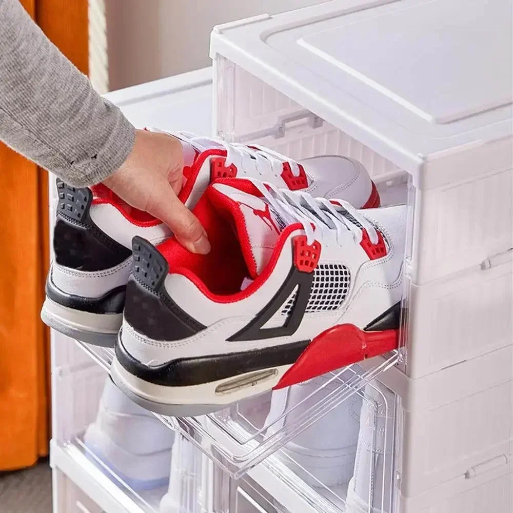 Meuble à chaussures pliable à 6 niveaux, blanc