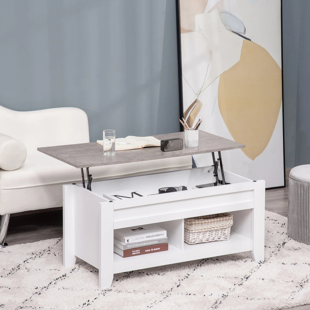 Table basse relevable avec 2 compartiments 105 cm