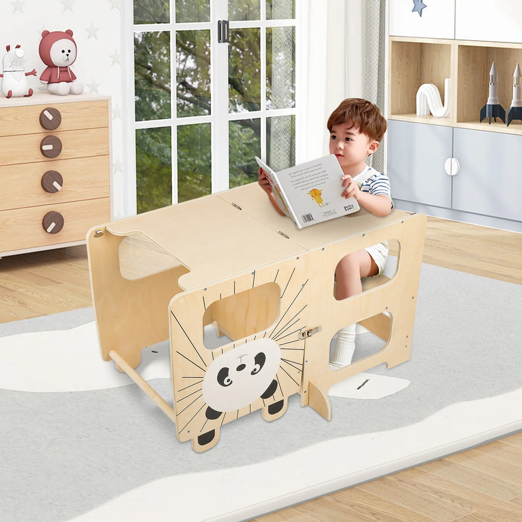 Tour d’apprentissage en bois convertible, motifs animaux