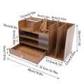 Organisateur de bureau en bois avec tiroir, 48 cm — dimensions des compartiments