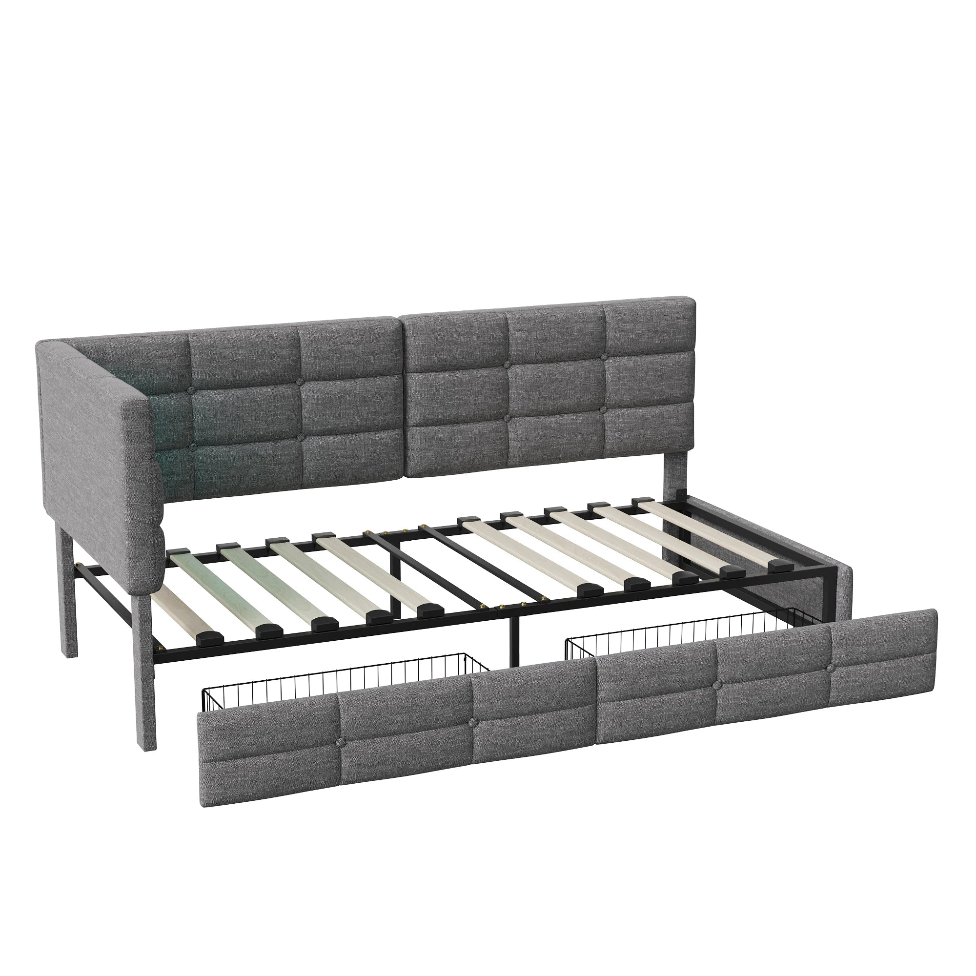Lit banquette 90 × 200 cm avec LED, USB et rangement