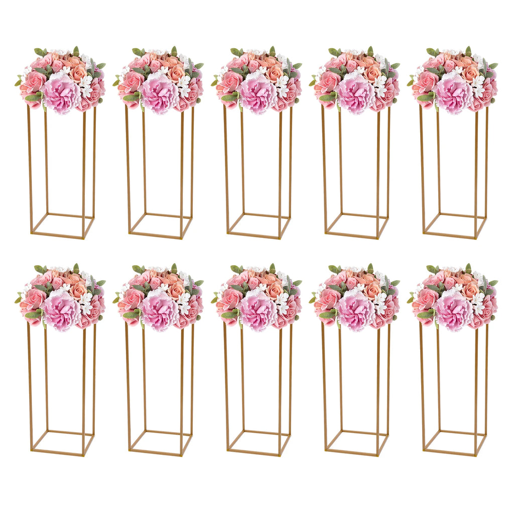 Lot de 10 colonnes dorées pour fleurs et décorations