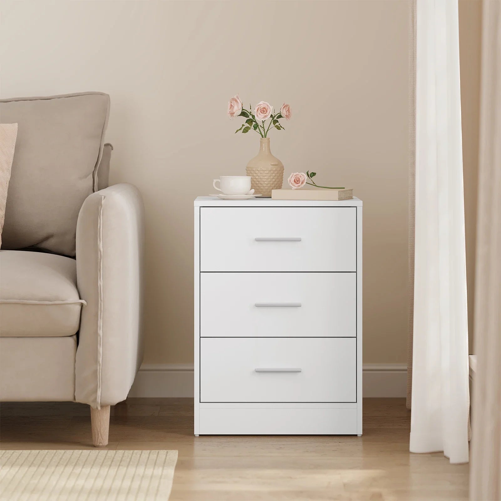 Lot de 2 tables de chevet à 3 tiroirs 39 × 54 cm
