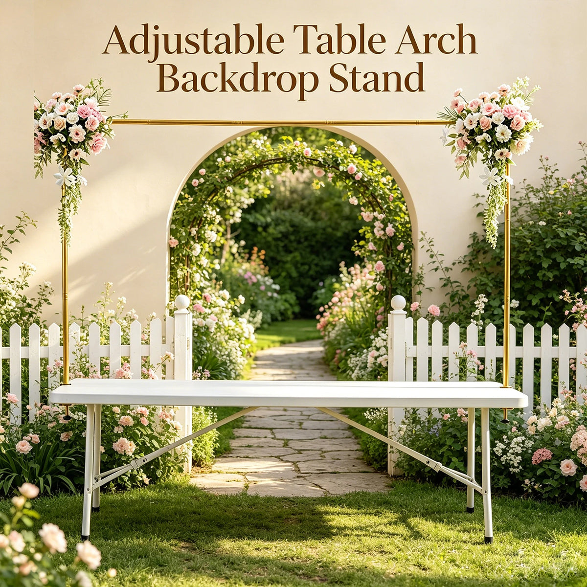 Exemple d’arche de table dorée pour réception