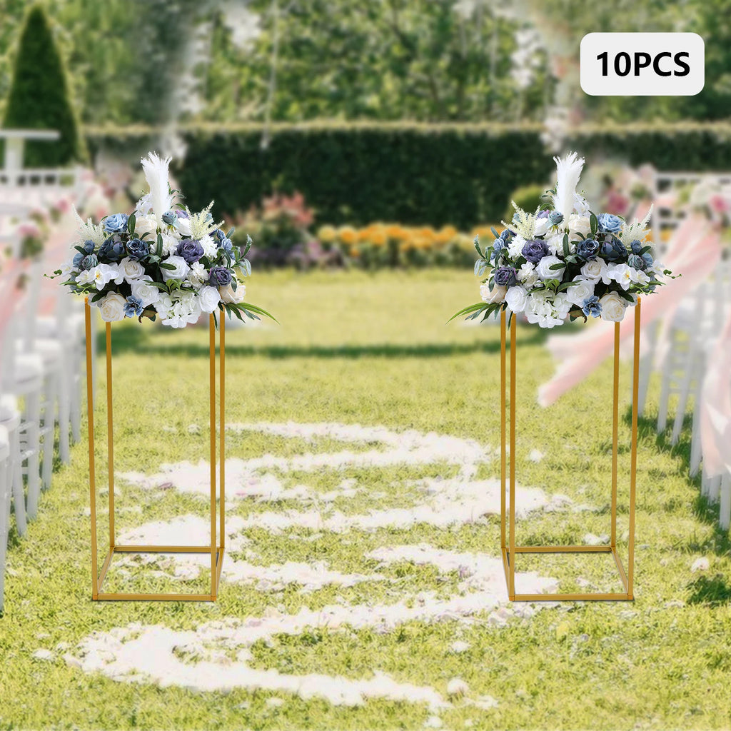 Lot de 10 colonnes dorées pour fleurs et décorations