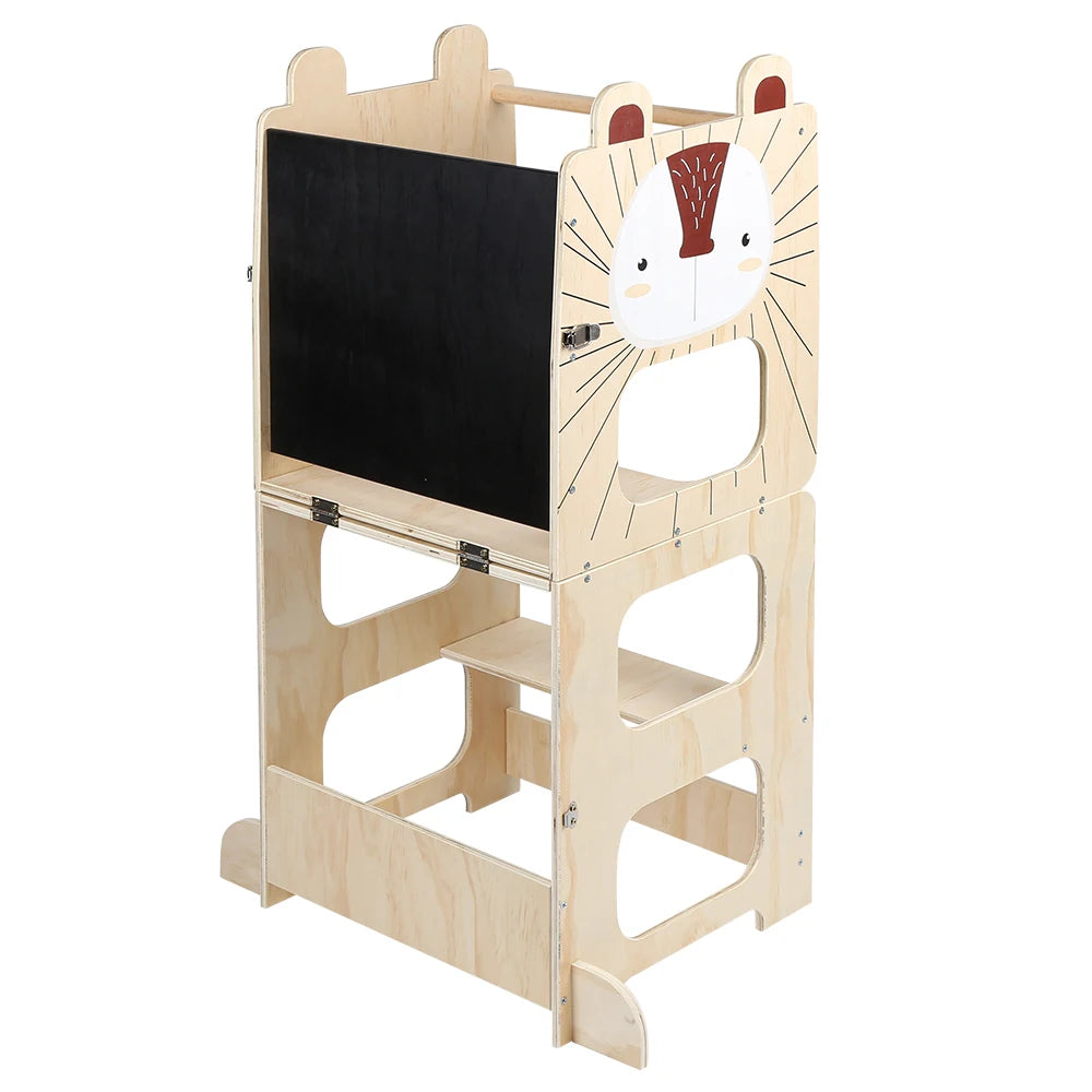 Tour d’apprentissage en bois convertible, motifs animaux — modèle à motif de crinière