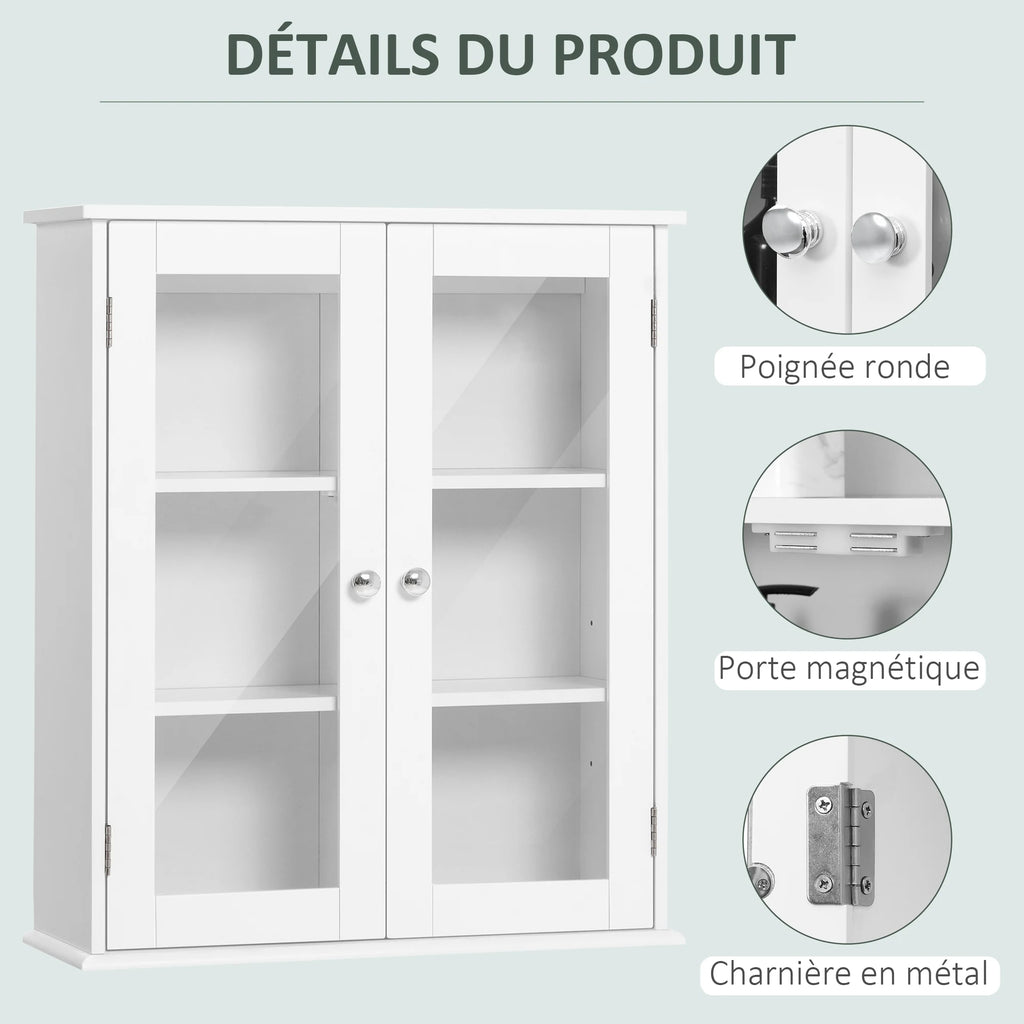 Armoire murale de salle de bain à deux portes vitrées, illustration 6