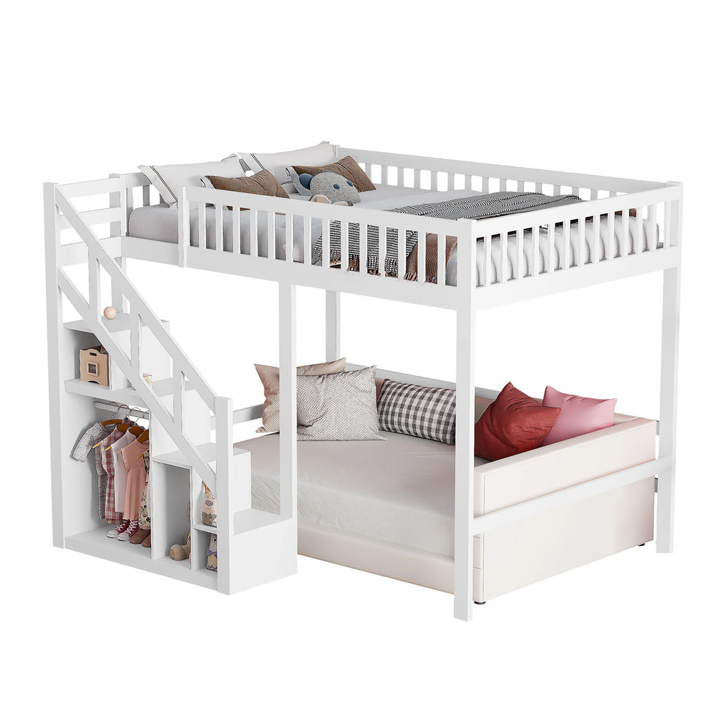 Lit superposé cabane pour 2 enfants 90 ou 140 × 200 cm