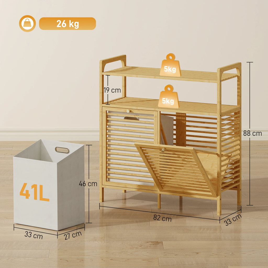 Meuble à linge en bambou, simple ou double — dimensions de la version double