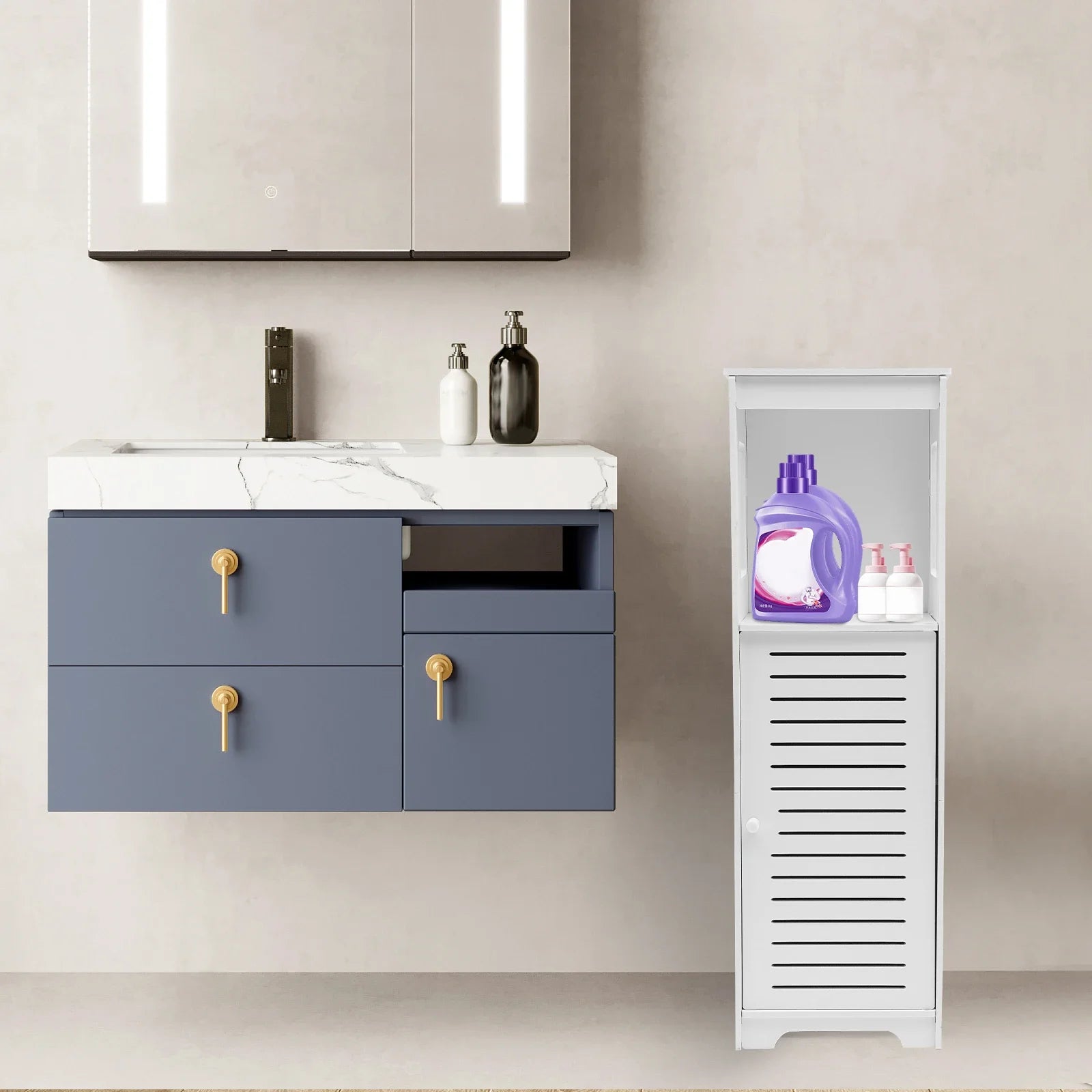 Colonne de salle de bain ventilée en PVC 28 × 25 × 90 cm