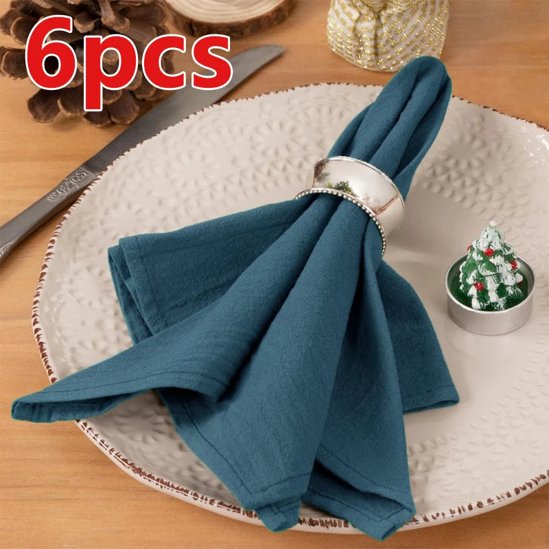 Serviettes de table texturées 40 × 40 cm, lot de 6 ou 12 — lot bleu de 6