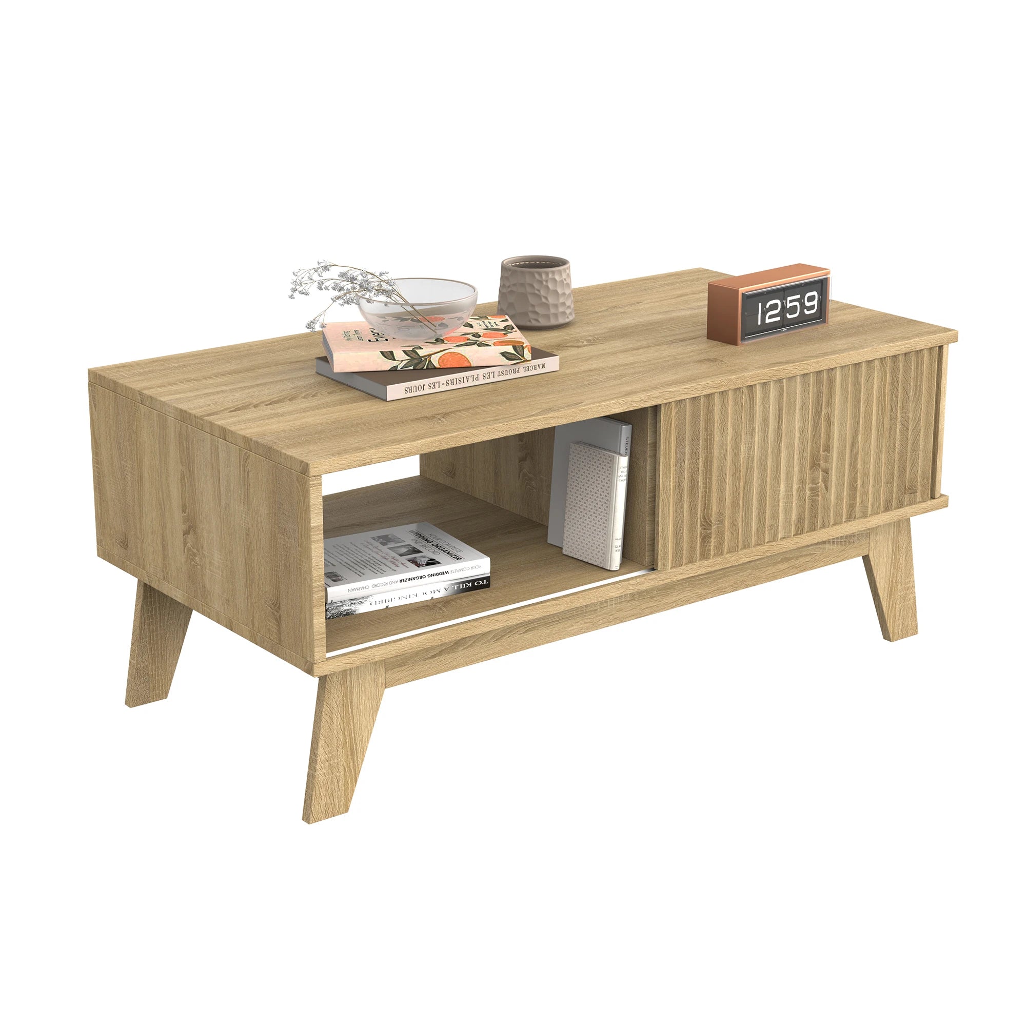 Table basse en bois avec rangement 95 cm