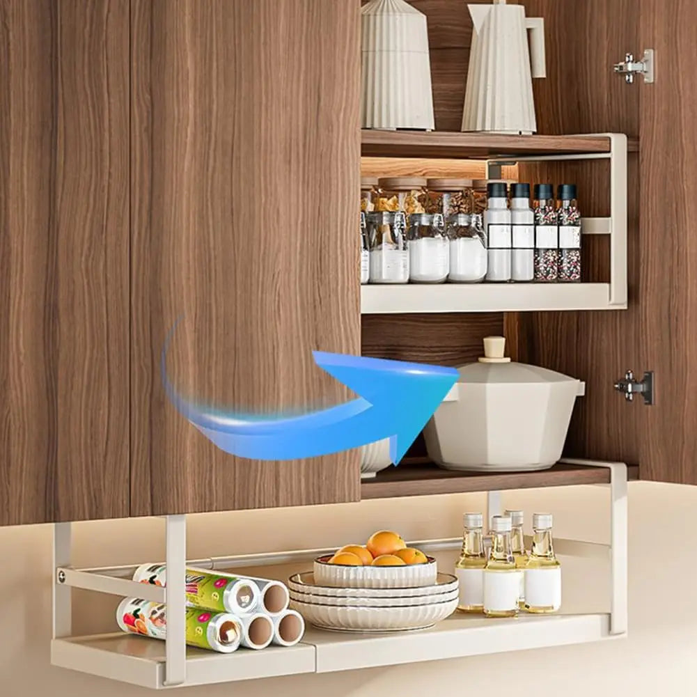 Panier sous placard extensible en acier pour cuisine, visuel 4