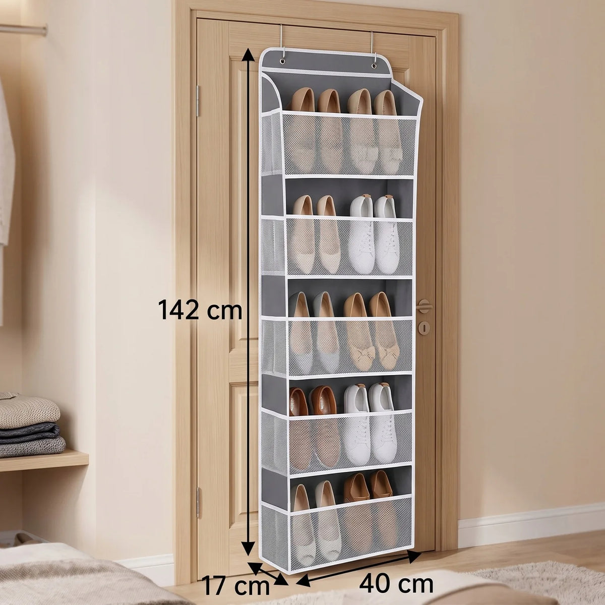 Organisateur de porte gris à 5 niveaux