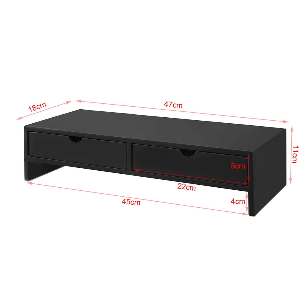 Rehausseur d’écran en bois avec 2 tiroirs – 47 cm – vue 4
