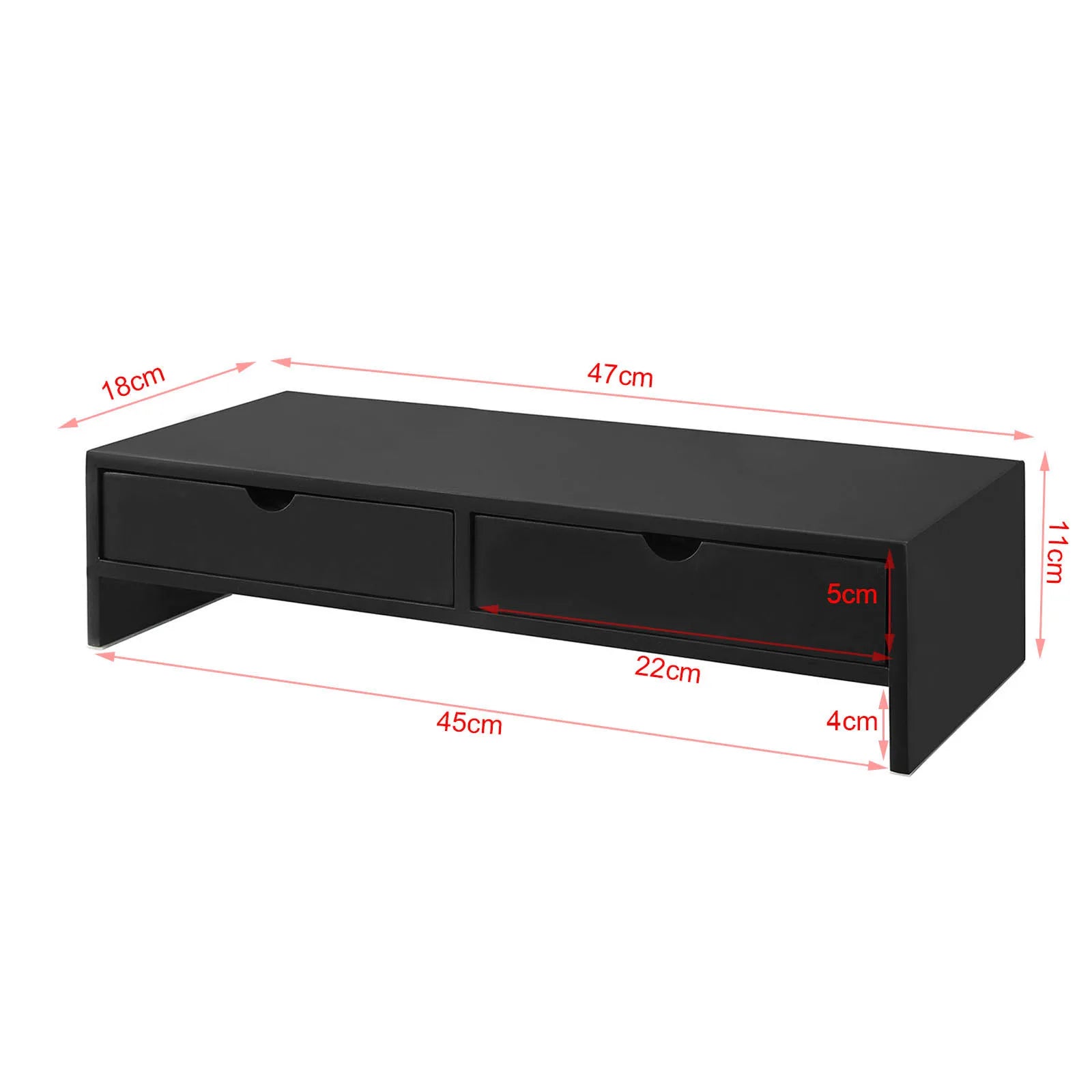 Rehausseur d’écran en bois avec 2 tiroirs – 47 cm – vue 4