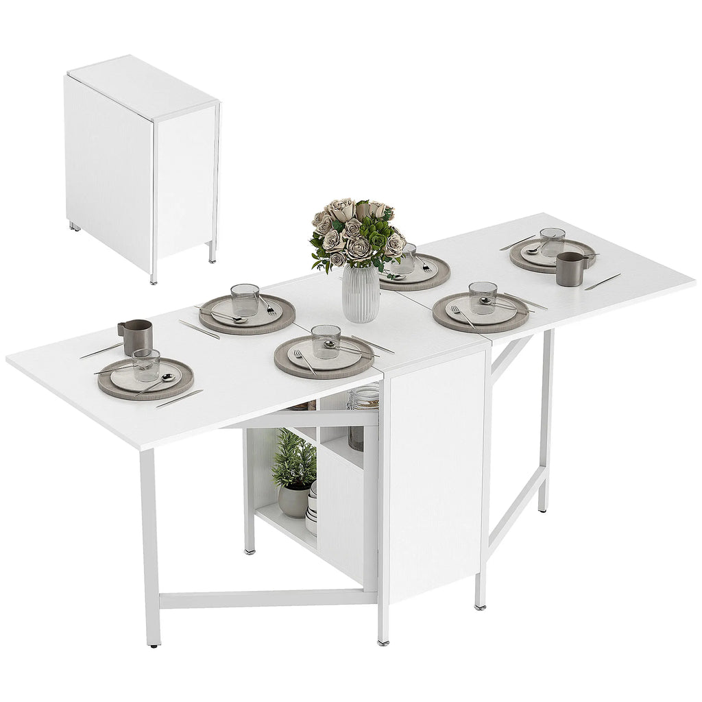 Table à manger pliante à 2 rabats et 4 rangements