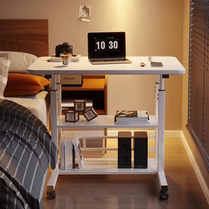 Table de lit mobile réglable avec rangement à 3 niveaux — rangement dans une chambre
