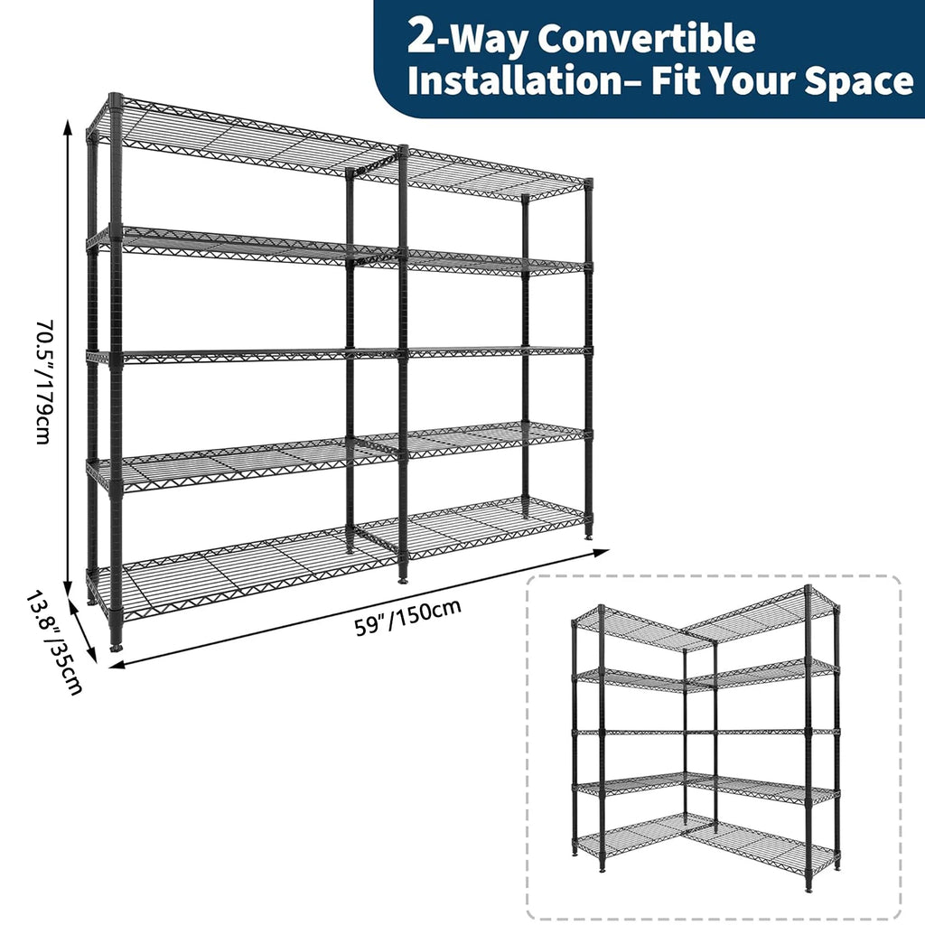 Étagère de rangement modulable en métal 4 ou 5 niveaux