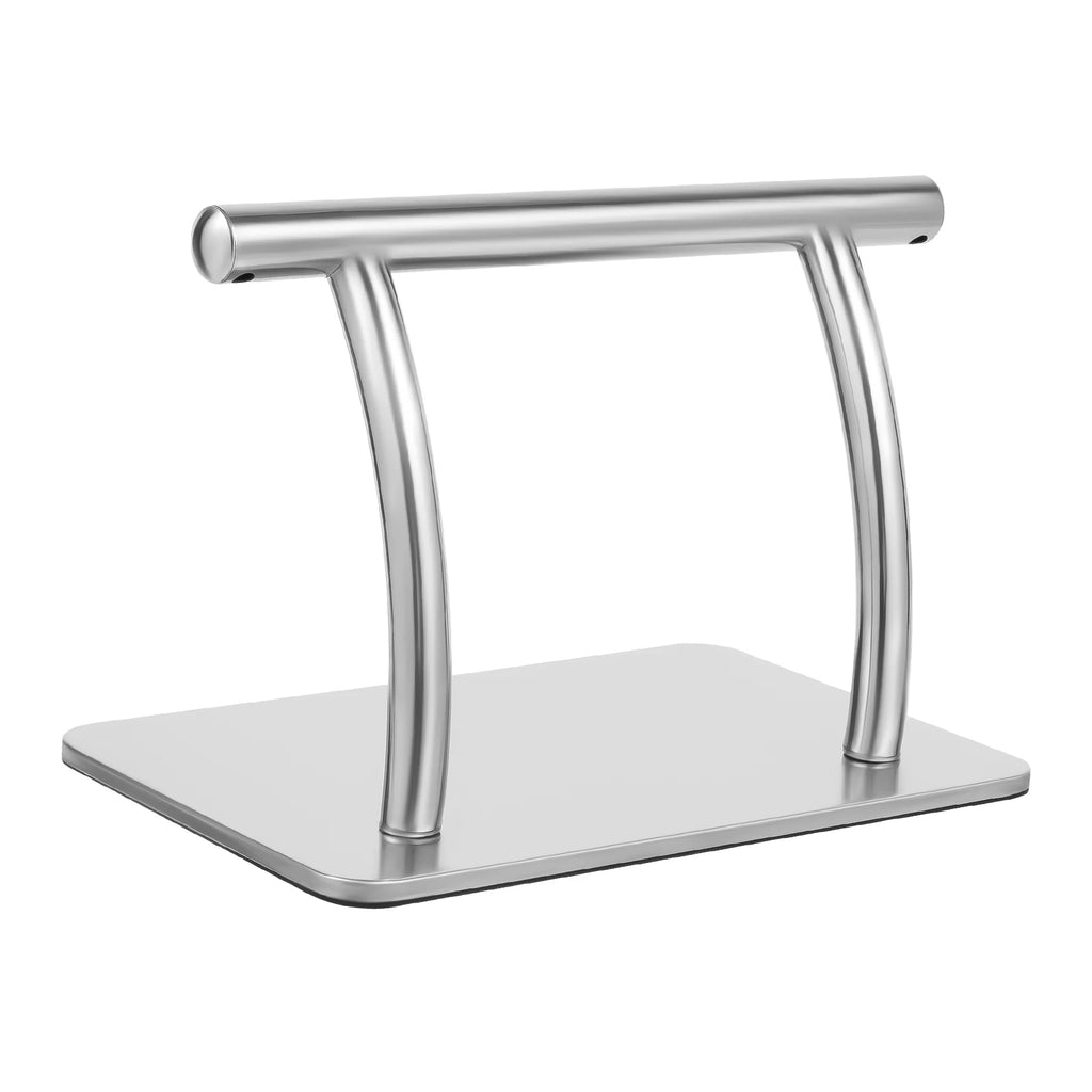 Repose-pieds de bureau en acier inoxydable argenté — base rectangulaire