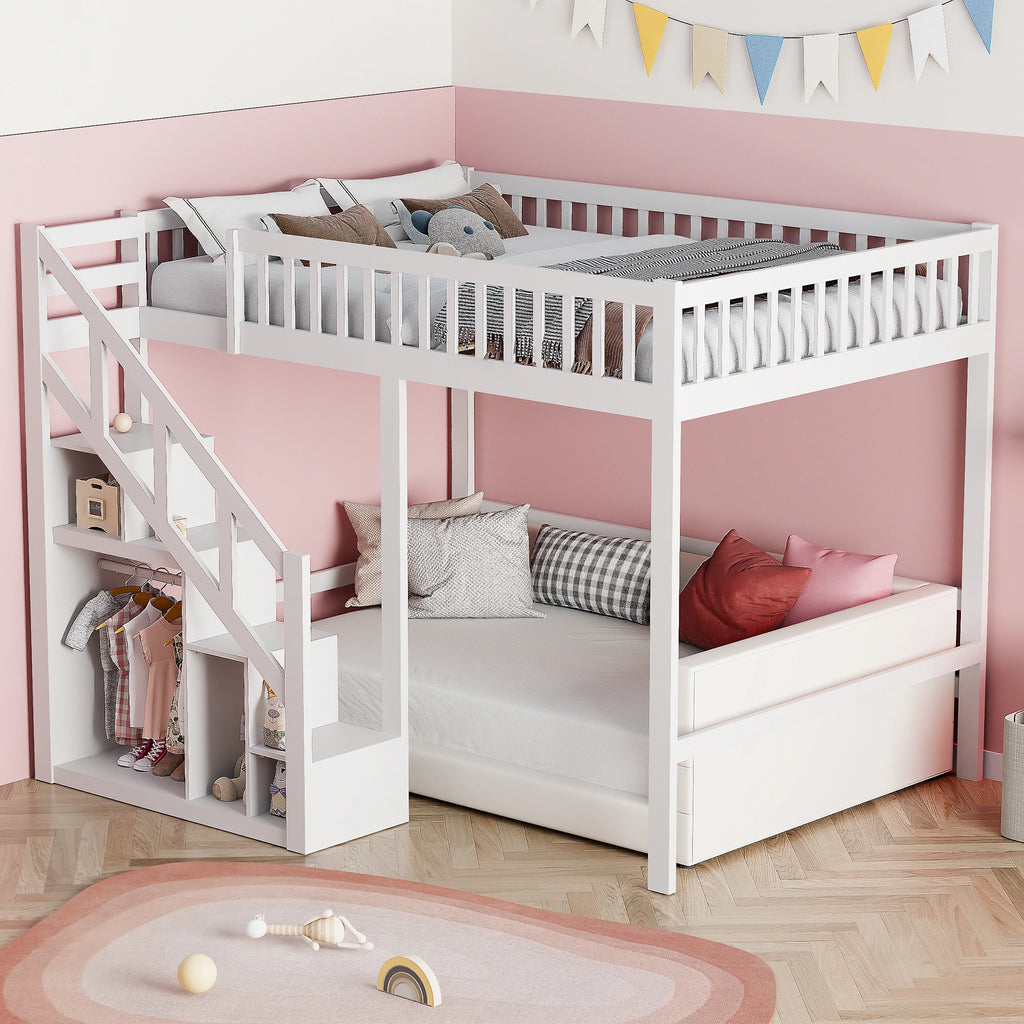 Lit superposé cabane pour 2 enfants 90 ou 140 × 200 cm