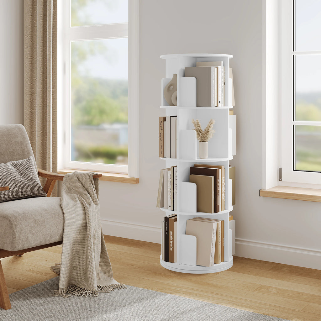 Bibliothèque pivotante à 4 niveaux, blanche