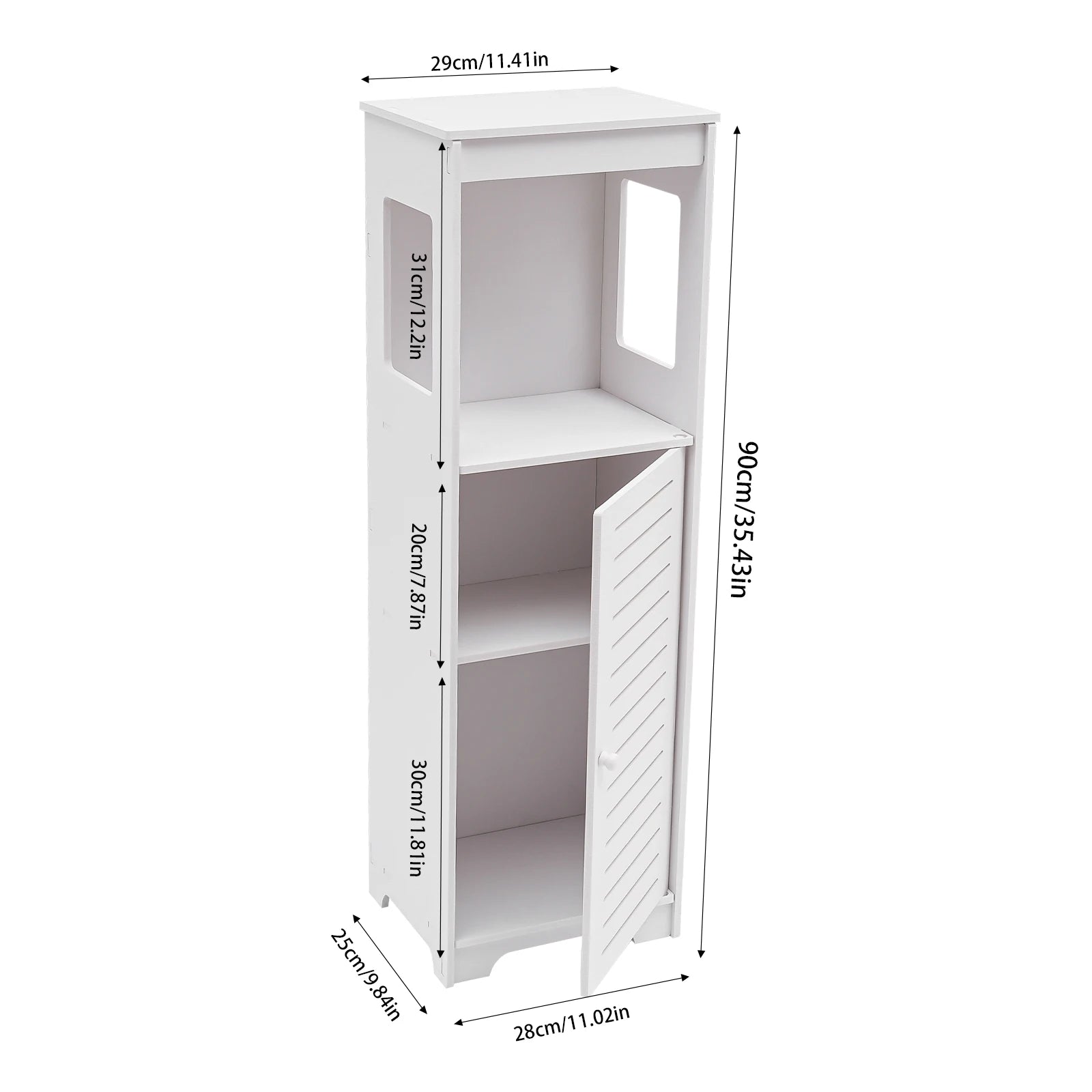 Meuble de salle de bain 4 niveaux en PVC 28 × 25 × 90 cm